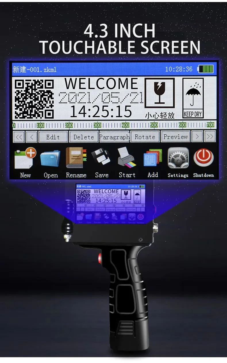 Portable 12.7mm Coding Machine Handheld Label Date Serial Number Barcode Inkjet Printer